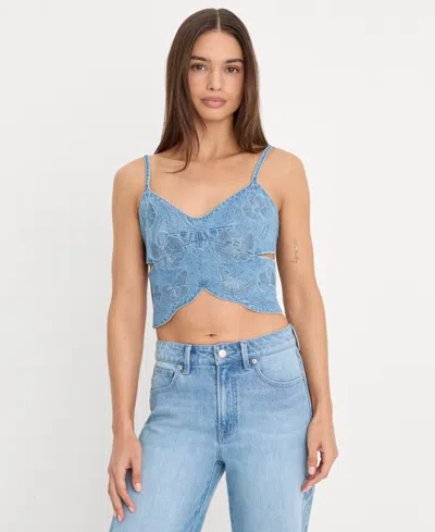 Good American Women's Sleeveless Butterfly Top In Blue
