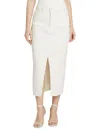 Good American Denim Slit Front Midi Skirt In Cloud White
