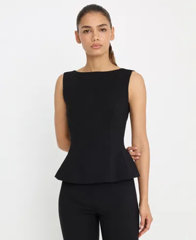 Good American Soft Stretch Ponte Straight Neck Top Co-ord In Black