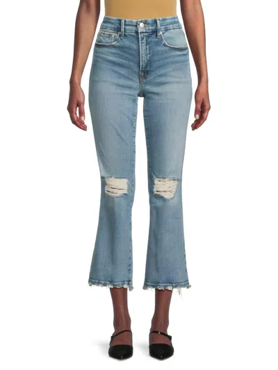 Good American Women's Soft Tech Good Legs Crop Mini-bootcut Jeans In Blue