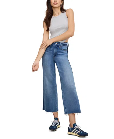 Good American Women's Soft-tech Good Waist Palazzo Cropped Jeans In Indigo