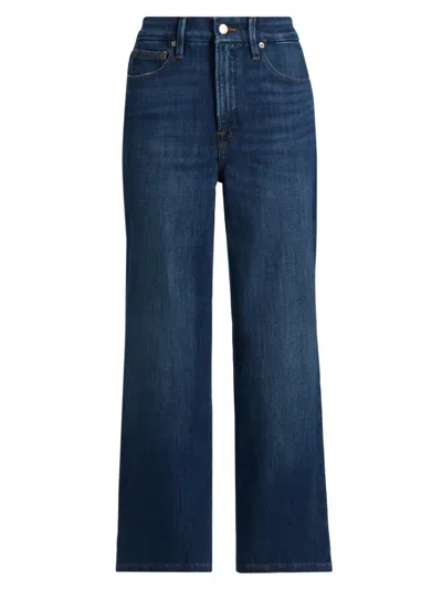 Good American Women's Soft Tech Good Waist Palazzo Crop Jeans In Blue