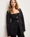Good American Soft Stretch Ponte Sculpted Blazer In Black