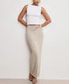 Good American Womens Ruched Mid-waist Stretch-woven Maxi Skirt Mushroom006 In Mushroom006