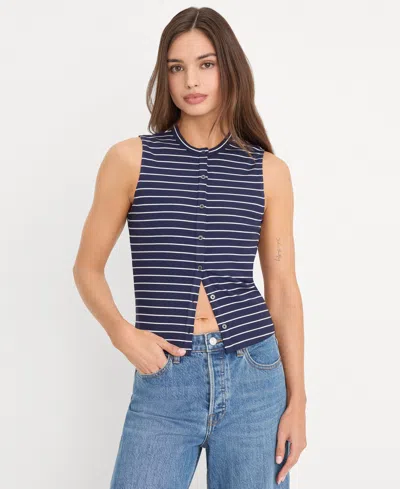 Good American Women's Striped Button-front Top, Regular & Plus Size In Black