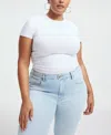 Good American Cropped Baby Tee In White