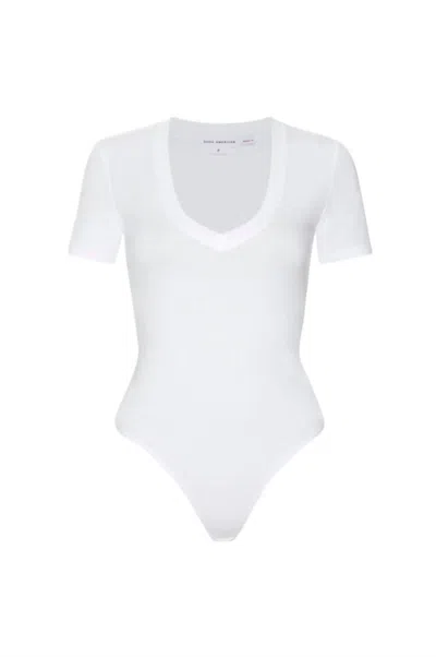 Good American Women's Super Stretch Deep V-neck Bodysuit In White