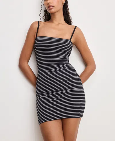 Good American Women's Super Stretch Jersey Striped Mini Dress In Black