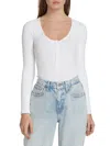 Good American Women's The Feel Good Henley Bodysuit In White