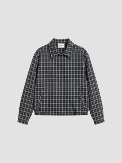 Good American Women's The Lightweight Plaid Bomber Jacket In Charcoal Plaid