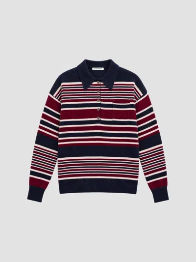 Good American Women's The Oversized Striped Rugby Sweater In Multi Stripe