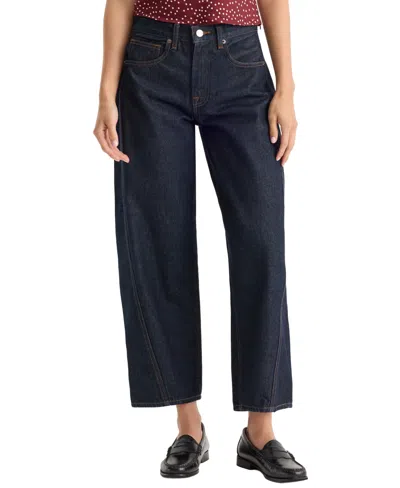 Good American Vintage High Rise Ankle Barrel Jeans In Indigo1302 In Blue