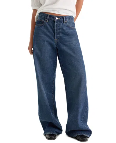 Good American Women's Vintage Low Slung Straight Baggy Jeans In Trace