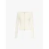 Good American Ribbed Slim-fit Knit Cardigan In Warm Ivory001
