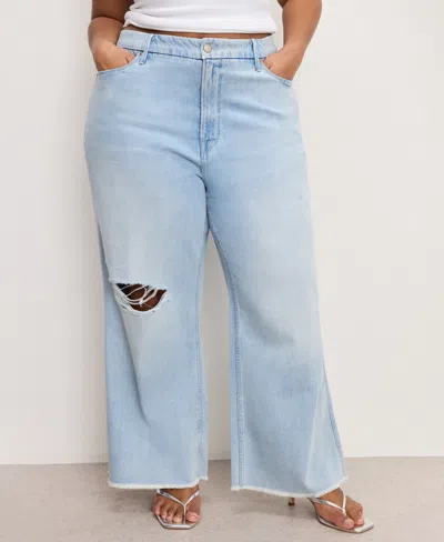 Good American Women's Weightless Good Skate Cropped Wide-leg Jeans In Blue