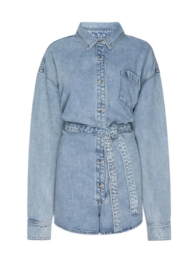 Good American Women's Weightless Long-sleeve Denim Romper In Purple