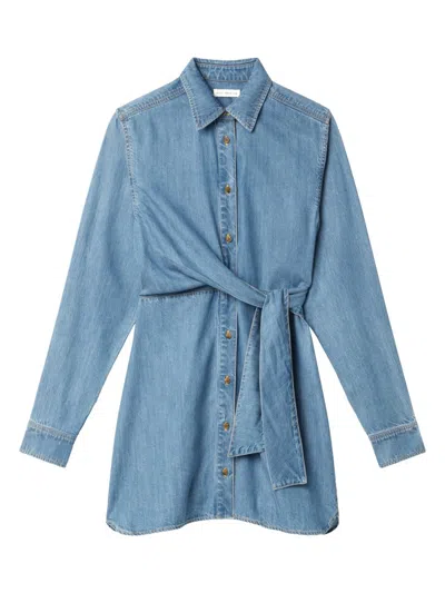 Good American Women's Wrap-front Denim Mini Shirtdress In Purple