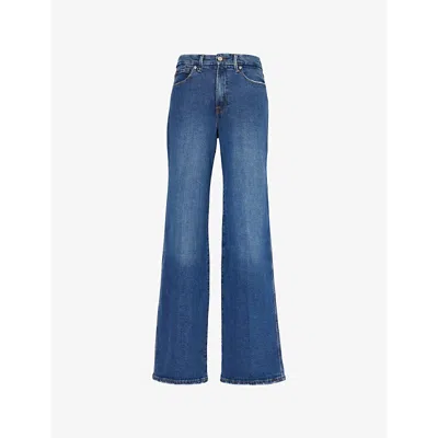 Good American Womens Good Skate Five-pockets Wide-leg High-rise Stretch-denim Blend Jeans Bblue383