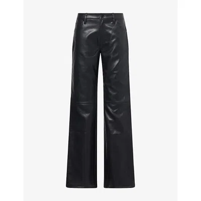 Good American Womens Better Than Leather Low-rise Bootcut Faux-leather Trousers Black001