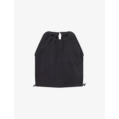 Good American Womens Crop Sleeveless Cotton-poplin Top Black001