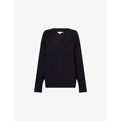 Good American Womens Black001 Deep V-neck Knitted Jumper