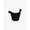 Good American Poplin Bustier Corset Crop Top In Black In Multi