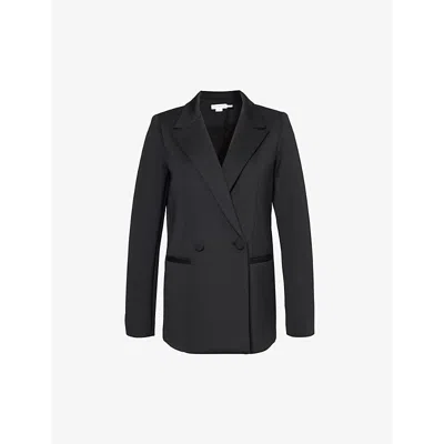 Good American Womens Black001 Scuba 2.0 Peak-lapel Stretch-woven Blazer