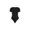 Good American Womens Scuba Corset Stretch-woven Bodysuit Black001 In Black