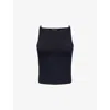 Good American Womens Black001 Scuba Sleeveless Stretch-woven Tank Top Xs In Black