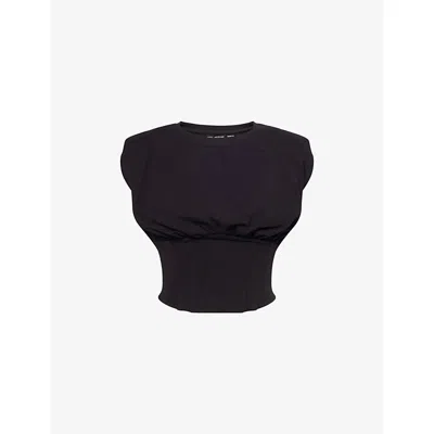 Good American Womens Black001 Sleeveless Corset Cotton-jersey Top