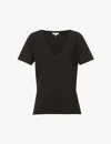 Good American Womens V-neck Cotton-jersey T-shirt Black001 Xs In Black
