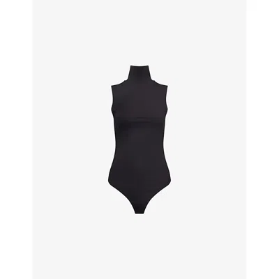 Good American Womens  Weightless Scuba Mock-neck Stretch-woven Bodysuit