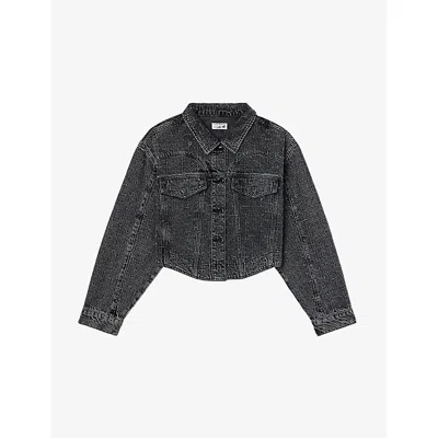 Good American Womens Black145  X Dolly's Joleans By Dolly Parton Crystal-embellished Denim Jacket
