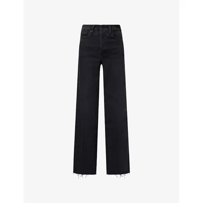 Good American Womens  Good Waist Palazzo Wide-leg Stretch-denim Blend Jeans In Black