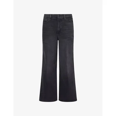 GOOD AMERICAN WOMENS BLACK407 GOOD SKATE CROP-WIDE-LEG STRETCH-DENIM BLEND JEANS