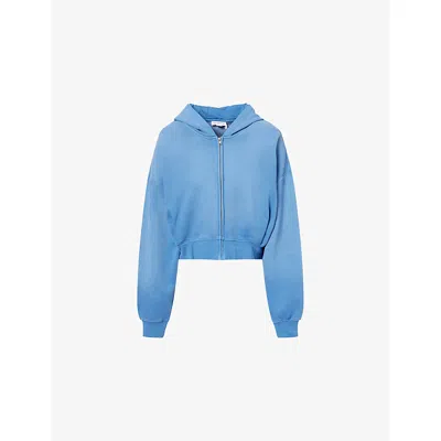 Good American Womens Blue Drift Zip-up Cotton Hoody