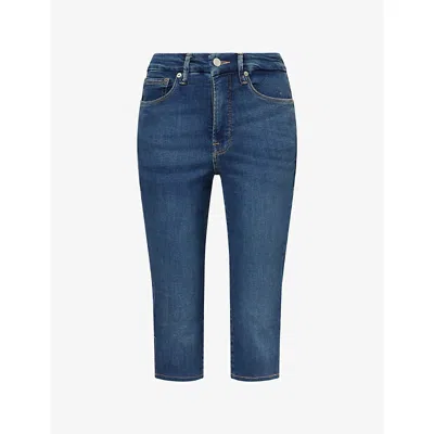 Good American Womens Good Capri Crop-leg Stretch-denim Jeans Blue004