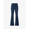 Good American Womens Blue004 Good Legs Contrast-stitch Flared-leg Mid-rise Cotton-blend Jeans In Blue004