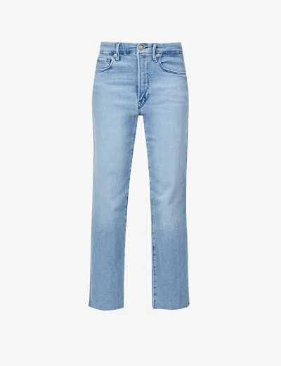 Good American Good Straight Straight-leg High-rise Stretch-denim Jeans In Blue449