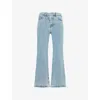 Good American Womens Good Legs Crop Mini Boot Flared Straight-leg Mid-rise Stretch-denim Blend Jeans Blue670 In Blue670