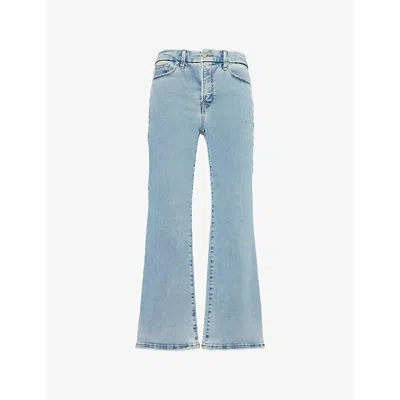 Good American Womens Good Legs Crop Mini Boot Flared Straight-leg Mid-rise Stretch-denim Blend Jeans Blue670