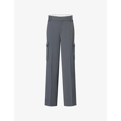 Good American Womens Carbon003 Luxe Suiting Multi-pockets Woven Trousers
