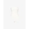 Good American Womens Cloud White001 Crystal Scuba Stretch-woven Bodysuit