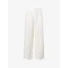 Good American Womens Cloud White001 Lite Wide-leg Mid-rise Cotton-blend Trousers