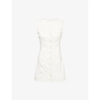Good American Womens Power Stretch Denim Mini Dress Cloud White001