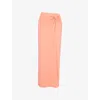 Good American Womens Coral002 Ruched Mid-waist Stretch-woven Maxi Skirt Xl