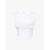 Good American Womens White001 Corset Sleeveless Stretch-cotton Top In White