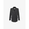 Good American Womens Dark Heather Gray Oversized Double-breasted Stretch-woven Blazer In Blue