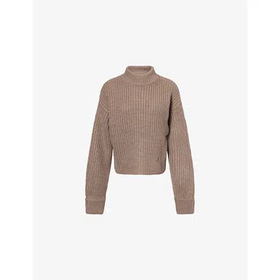 Good American Womens Smoke Chunky Mock-neck Knitted Jumper In Gray