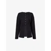 Good American Split Front Button Up Sweater In Black